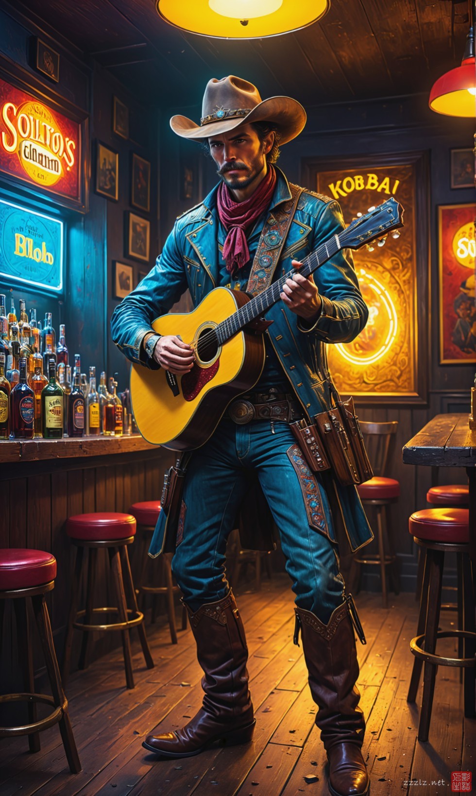 00983-1375671026-_A realistic kobra man dressed as a cowboy playing guitar in a .jpeg