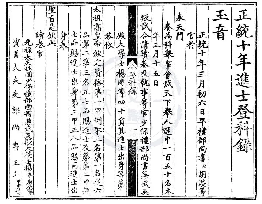 330000-1705-0006618.正統十年進士登科錄.明正統刻本.webp