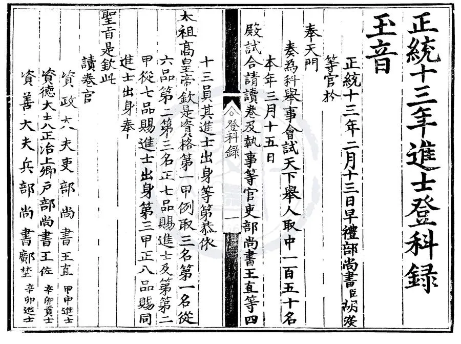 330000-1705-0006621.正統十三年進士登科錄.明正統刻本.webp