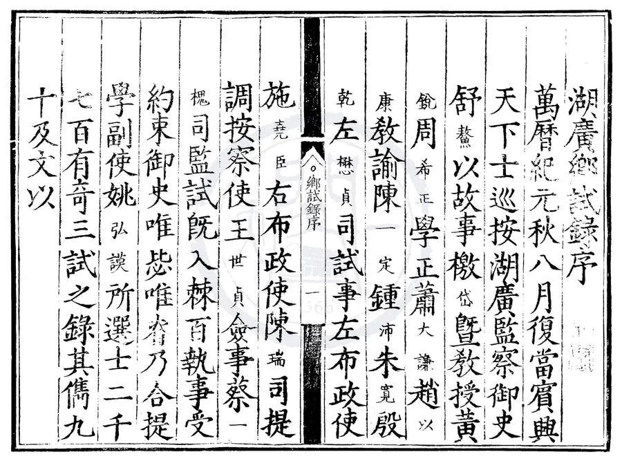 330000-1705-0000595.萬曆元年湖廣鄉試錄.明萬曆刻本.webp