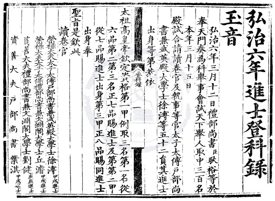 330000-1705-0006683.弘治六年進士登科錄.明弘治刻本.webp