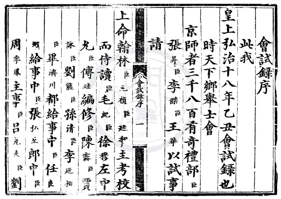 330000-1705-0006985.弘治十八年會試錄.明弘治刻本.webp