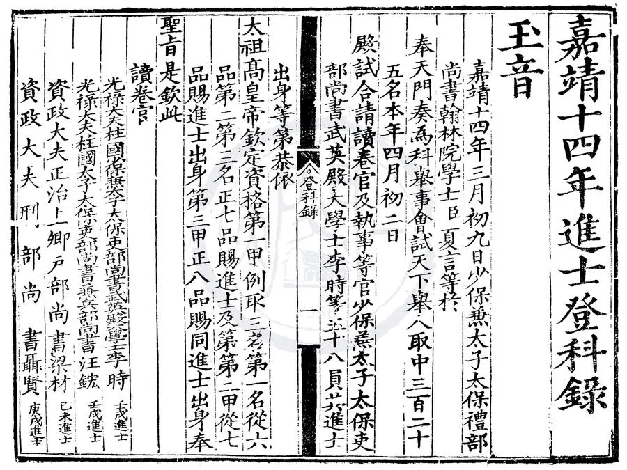 330000-1705-0006760.嘉靖十四年進士登科錄.明嘉靖刻本.webp