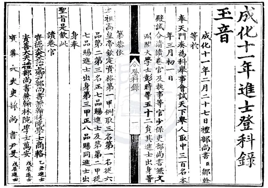 330000-1705-0006666.成化十一年進士登科錄.明成化刻本.webp