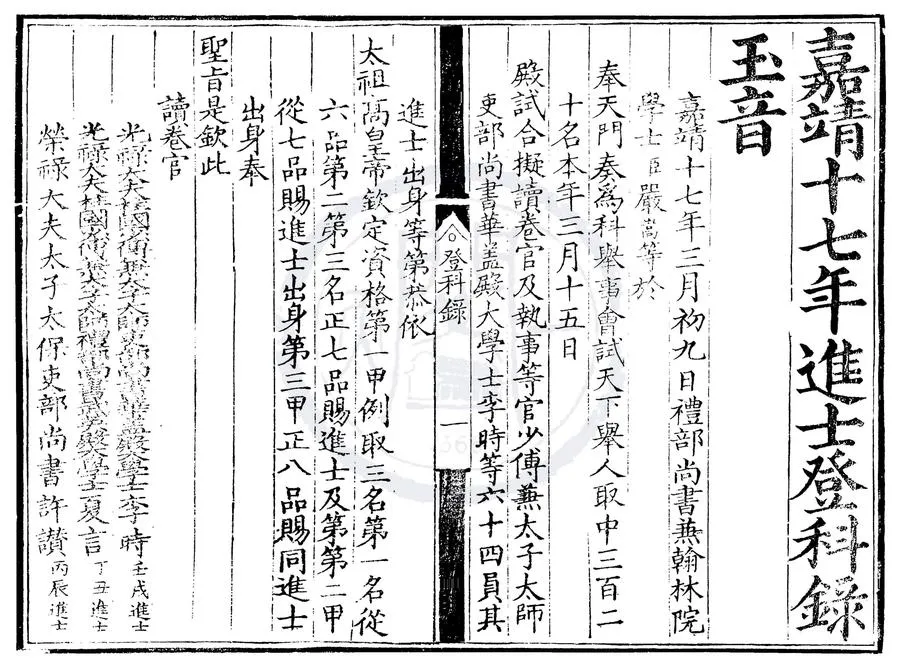 330000-1705-0006761.嘉靖十七年進士登科錄.明嘉靖刻本.webp