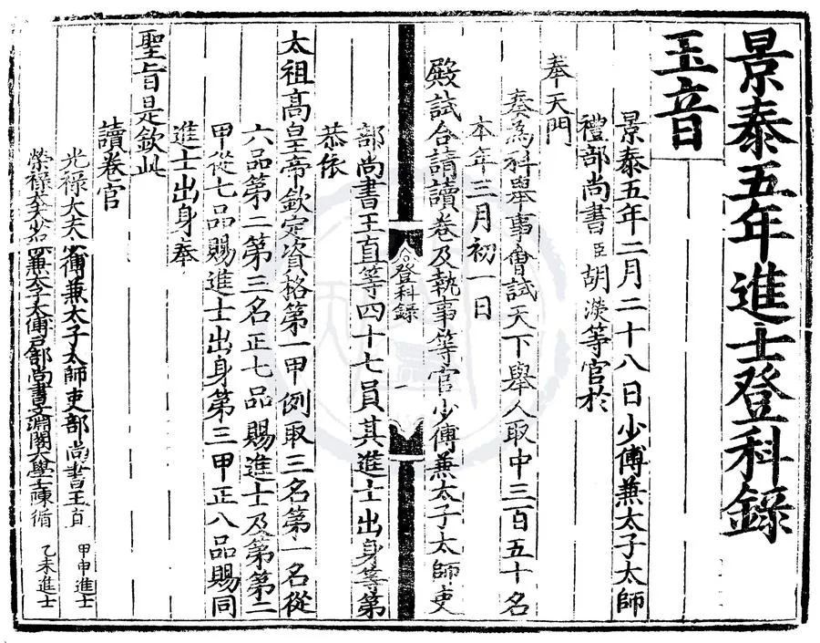 330000-1705-0006643.景泰五年進士登科錄.明景泰刻本.webp