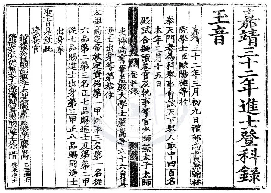 330000-1705-0006781.嘉靖三十二年進士登科錄.明嘉靖刻本.webp