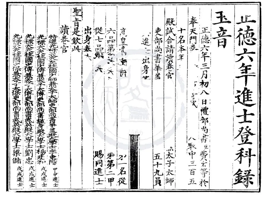 330000-1705-0006699.正德六年進士登科錄.明正德刻本.webp