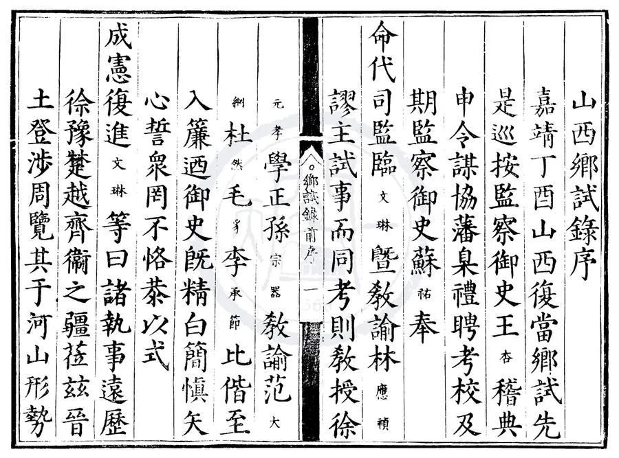 330000-1705-0000493.嘉靖十六年山西鄉試錄.明佚名輯.明嘉靖刻本.webp