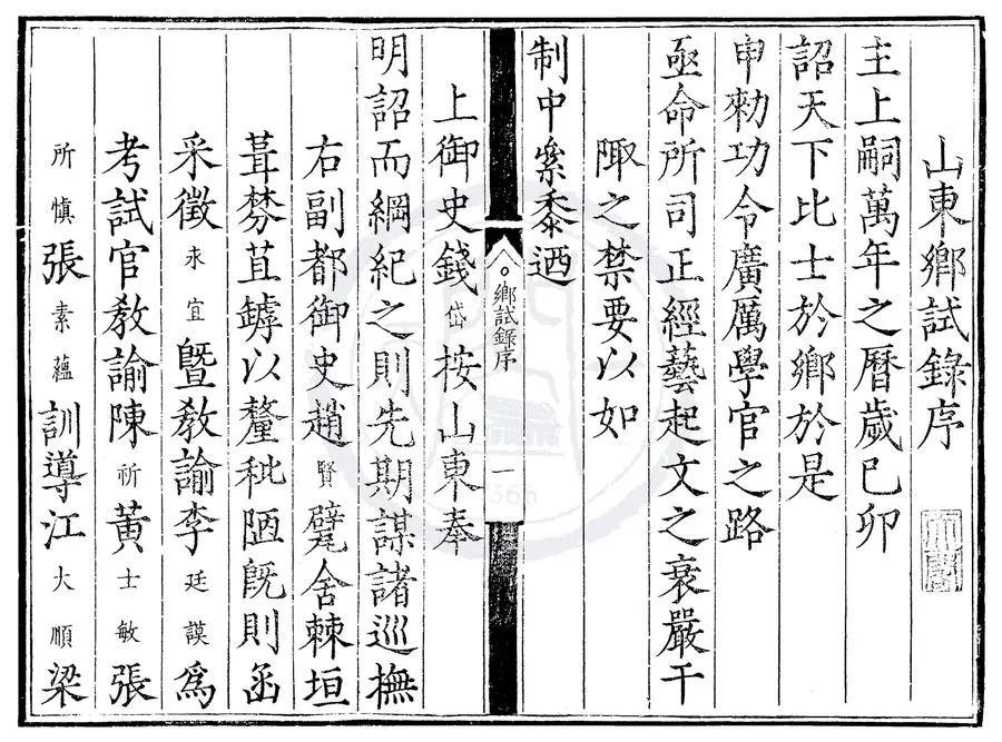 330000-1705-0000478.萬曆七年山東鄉試錄.明萬曆刻本.webp