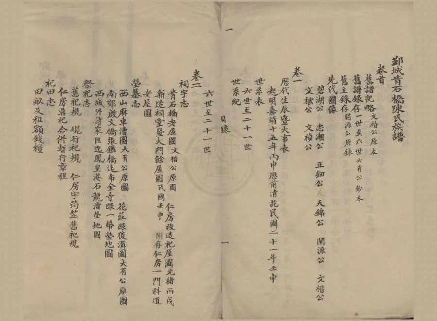 330000-1705-0008554.(浙江鄞縣)鄞城青石橋陳氏族譜四卷首.清陳文楷等纂修.清抄本.webp