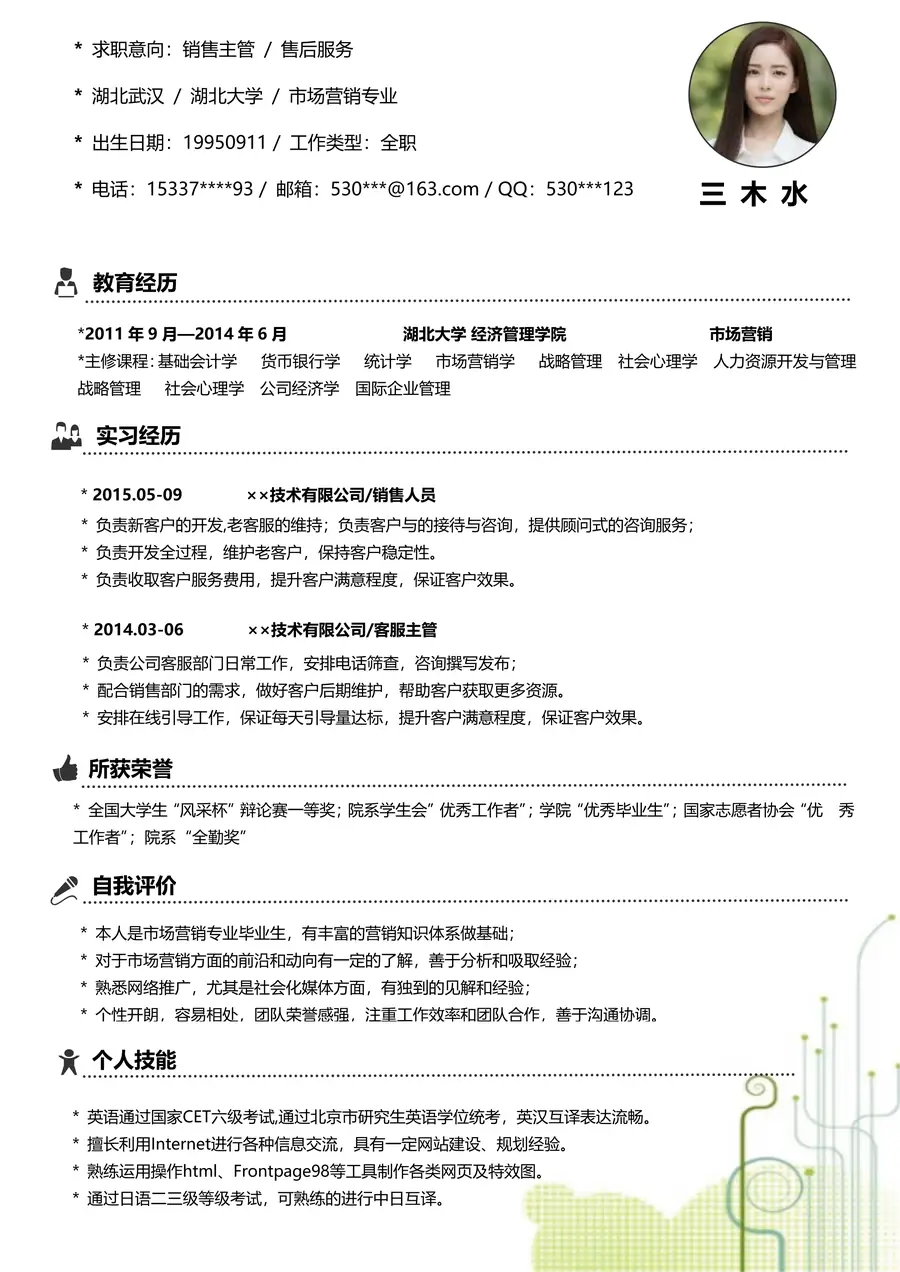 【封面+自荐信+简历+封底】创意简约清新求职简历page_003.webp