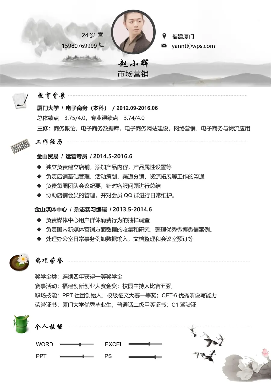 【封面+自荐信+简历】中国风虚竹个人简历优化版page_002.webp
